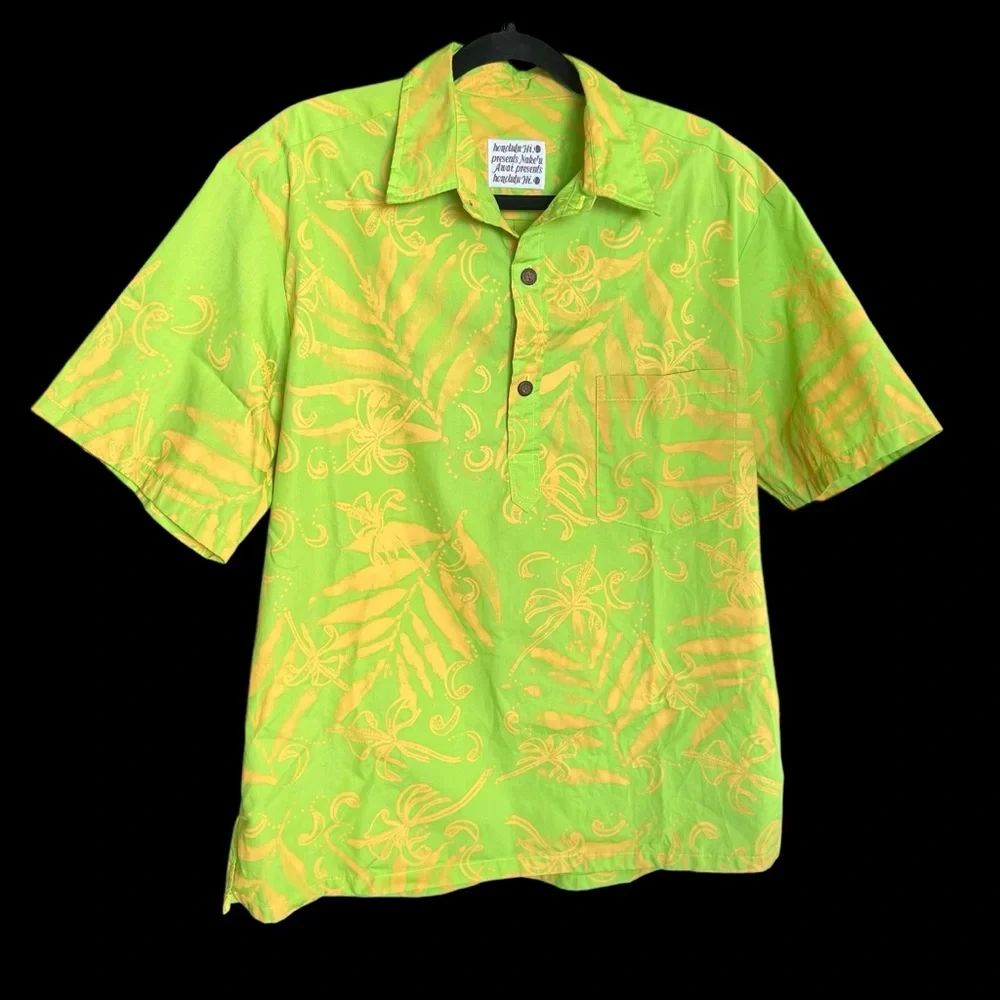 Nakeu Awai 3 Button Pullover Hawaiian Aloha Shirt floral Print Fits XL - Picture 1 of 3